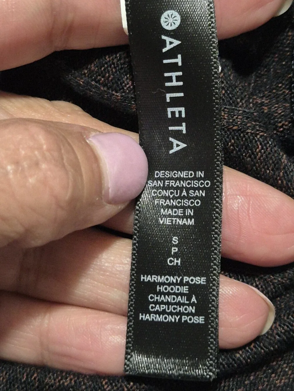 Athleta Brown Ribbed V-Neck Hoodie Top-harmony Pose-Size-S